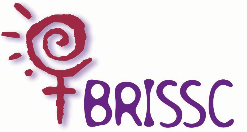 Brisbane Rape and Incest survivors support centre logo in pink and purple with female symbol